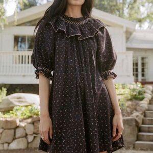 Christy Dawn - Macy Dress in Noir Ditsy Silk-Cotton